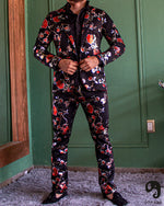 Cargar imagen en el visor de la galería, BLAZER SOLAPA V EXOTICO NEGRO CON FLORES DE CEREZO
