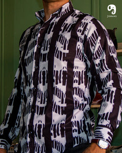 CAMISA MANGA LARGA ESTAMPADA BLANCA CEBRA INTERMITENTE