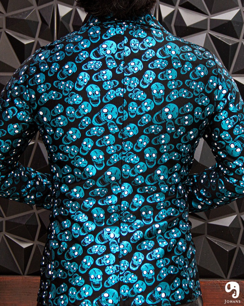 BLAZER SOLAPA V EXOTICO HOLOGRAMA CALACAS AZUL