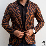 Cargar imagen en el visor de la galería, BLAZER SOLAPA V CAFE CEBRA
