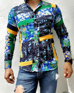 Cargar imagen en el visor de la galería, CAMISA MANGA LARGA ESTAMPADO MIX DE ESTAMPADOS VERDES AZULES
