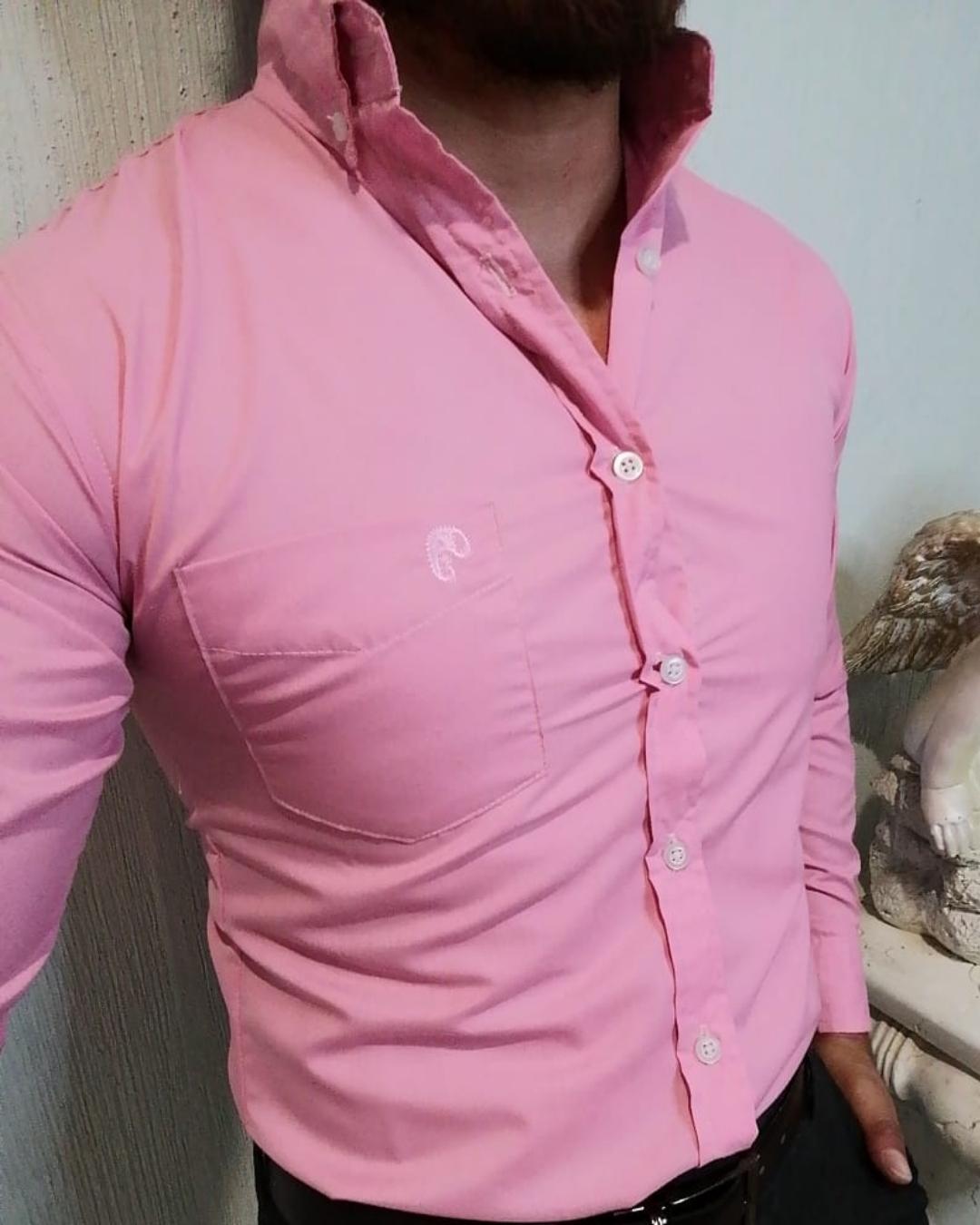 CAMISA MANGA LARGA LISA ROSA