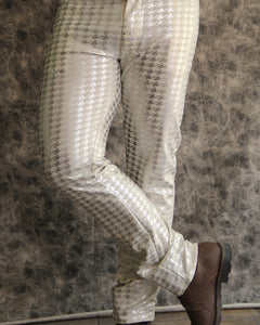 PANTALÓN EXOTICO BEIGE CON GATOS EN PLATA
