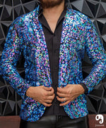Cargar imagen en el visor de la galería, BLAZER SOLAPA V EXOTICO HOLOGRAMA ANIMAL PRINT LEOPARDO
