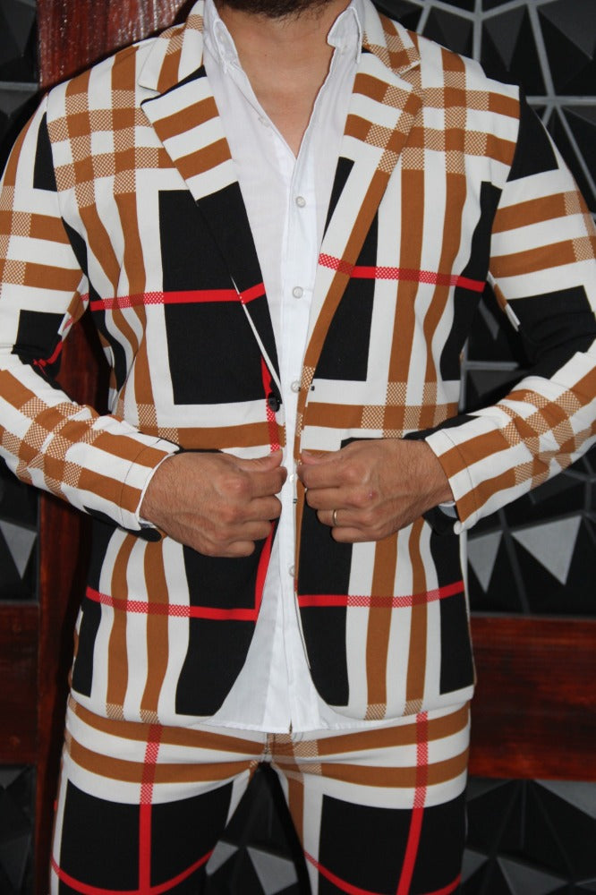 BLAZER SOLAPA V EXOTICO A CUADROS TRICOLOR