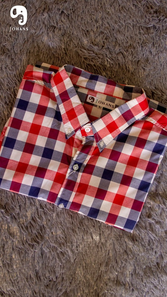 CAMISA MANGA LARGA CUADRO GRANDE ROJO,BLANCO Y AZUL