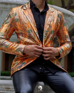 Cargar imagen en el visor de la galería, BLAZER SOLAPA V EXOTICO HOLOGRAMA NARANJA
