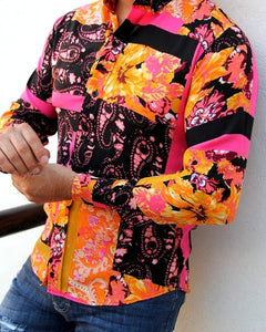 CAMISA MANGA LARGA ESTAMPADO MOSAICO FLORES FIUSHA