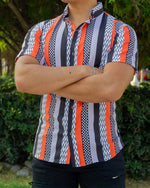 Cargar imagen en el visor de la galería, CAMISA MANGA CORTA ESTAMPADO FIGURAS DE RAYAS Y CIRCULOS
