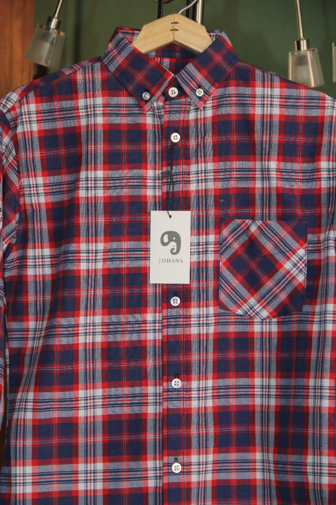 CAMISA MANGA LARGA CUADROS GRANDES ROJOS