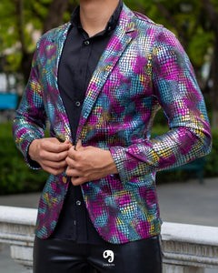 BLAZER SOLAPA V EXOTICO HOLOGRAMA ANIMAL PRINT VIBORA