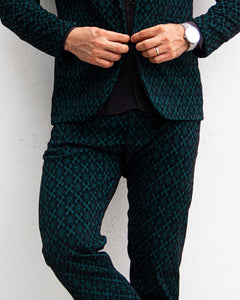 PANTALÓN EXOTICO VERDE CON GAMUZA EN NEGRO