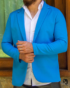 BLAZER SOLAPA V LISO AZUL TURQUEZA PAMELA
