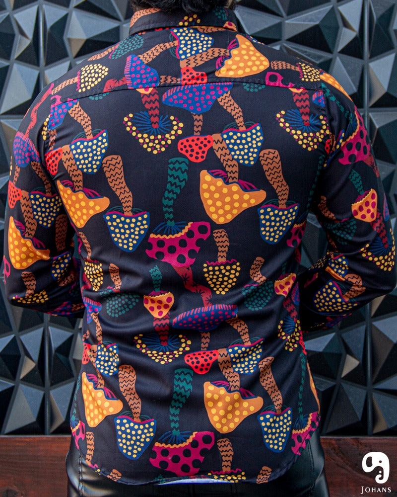 CAMISA MANGA LARGA ESTAMPADO HONGOS ALUCINOGENOS