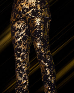 PANTALÓN EXOTICO NEGRO LIENZO EN DORADO