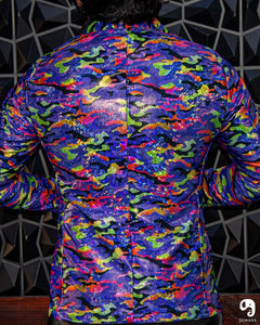 BLAZER SOLAPA V EXOTICO HOLOGRAMA MILITAR COLORES