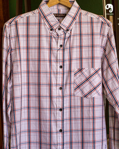 CAMISA MANGA LARGA CUADROS GRANDES BLANCO CON AZUL Y ROJO