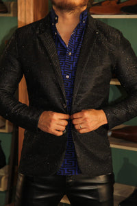 BLAZER SOLAPA V EXOTICO NEGRO CON BRILLOS