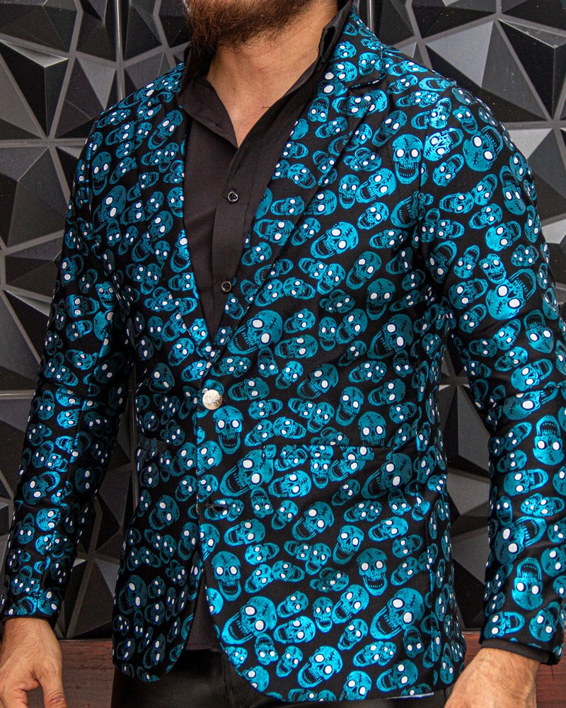 BLAZER SOLAPA V EXOTICO HOLOGRAMA CALACAS AZUL