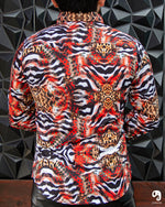 Cargar imagen en el visor de la galería, CAMISA MANGA LARGA ESTAMPADO ANIMAL PRINT NARANJA
