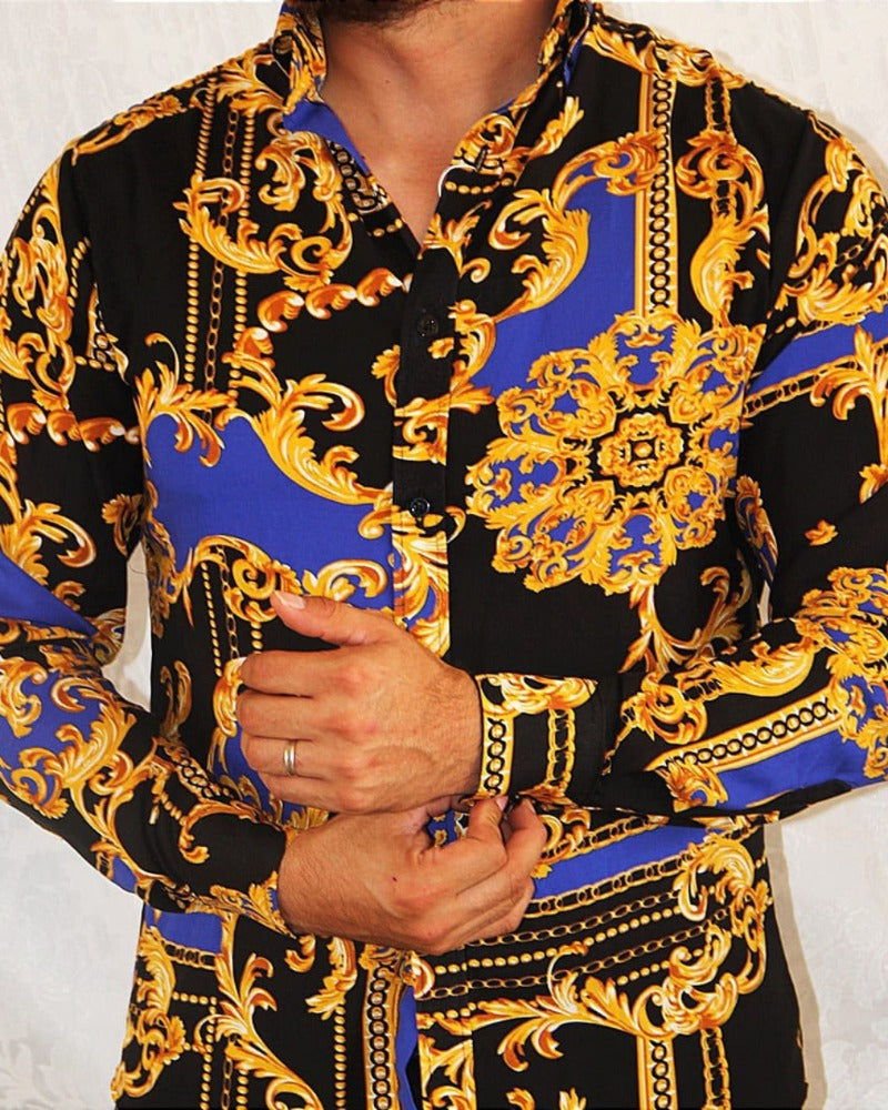 CAMISA MANGA LARGA ESTAMPADO LUXURY BLUE