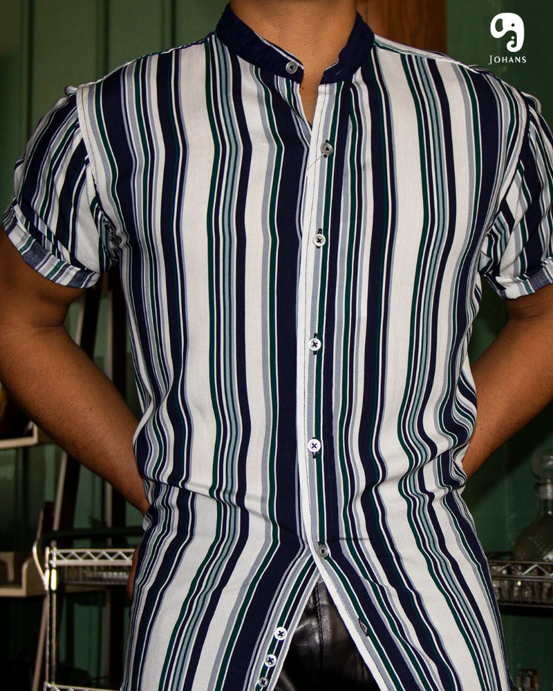 CAMISA MANGA CORTA RAYAS BLANCA CON LINEAS