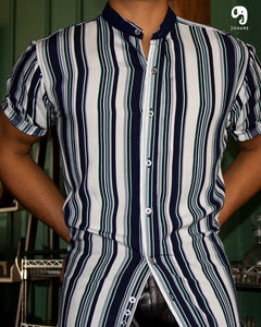 CAMISA MANGA CORTA RAYAS BLANCA CON LINEAS