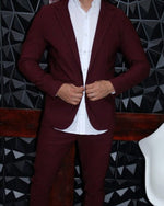 Cargar imagen en el visor de la galería, BLAZER SOLAPA V CASUAL COLOR VINO CON TEXTURA
