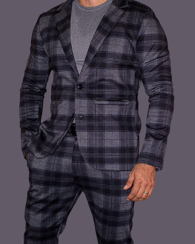 PANTALÓN CASUAL CUADROS GRIS CON NEGRO