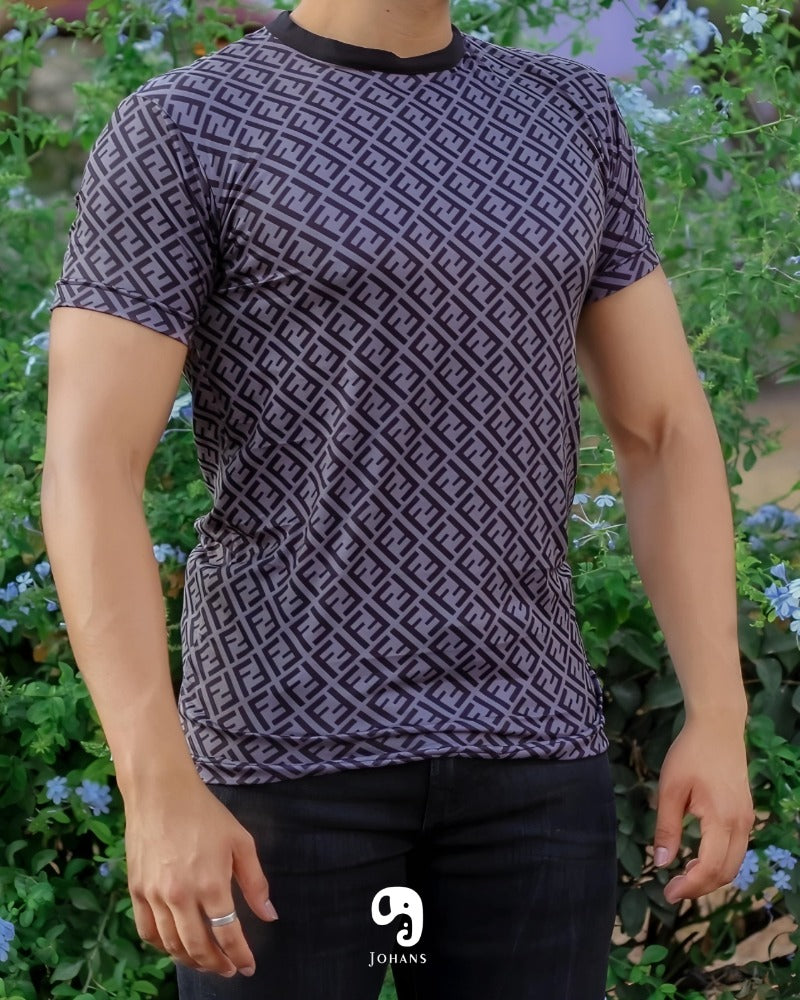 PLAYERA CUELLO REDONDO ESTAMPADO FF GRIS