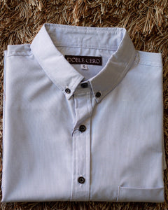 CAMISA MANGA LARGA CUADRO MILIMETRICO AZUL CELESTE